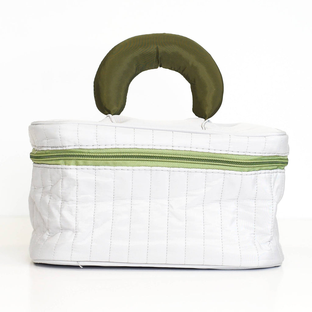 Puffy Quilted Cosmetic Bag with Handle, Puff Makeup Bag