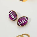 Glittered Football Stud Earrings - Purple