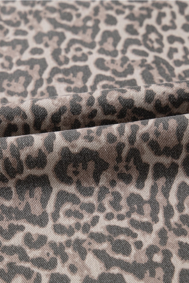Spring Leopard Frayed Jeans