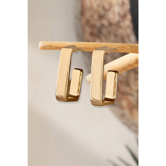 Square Hook Plated Alloy Stud Earrings