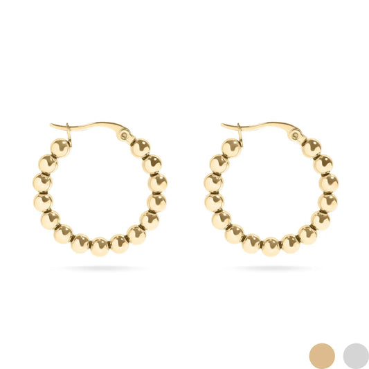 18K Gold Circle Ball Hoop Earrings