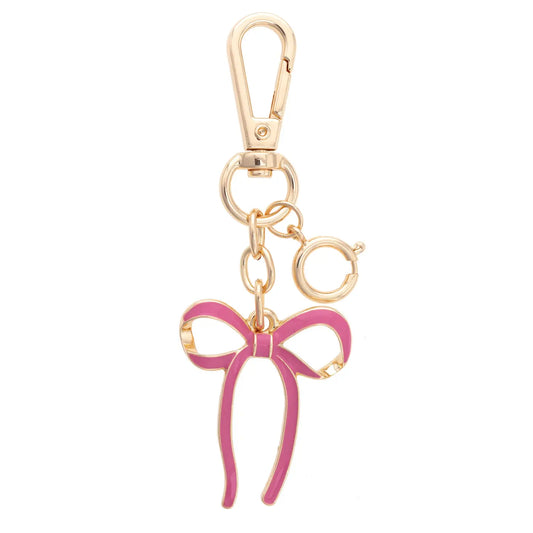 Tied Pink Bow Enamel Bag Charm