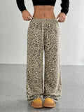 Light Leopard Print Wide Leg Casual Pants