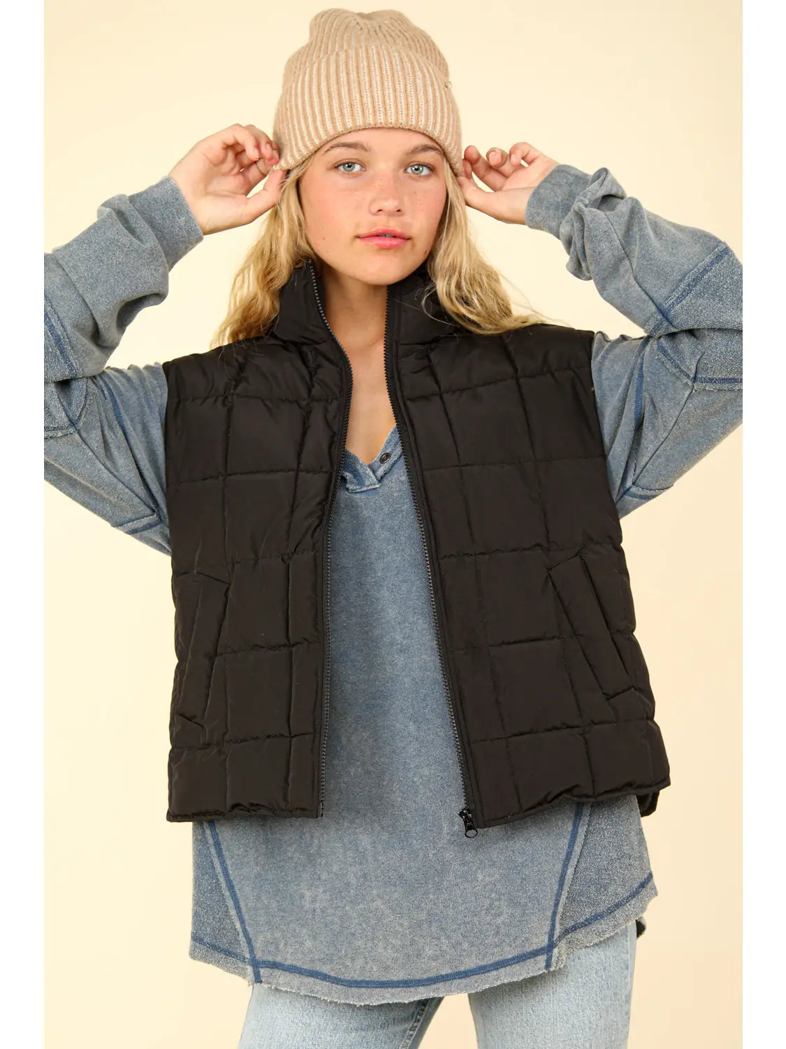 Solid Puffer Padded Warm Vest