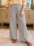 Wide Leg Black & White Striped Pants