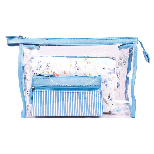 Nora Travel Cosmetic Set   Blue/Multi   12x8.25x3.5   Set of 3