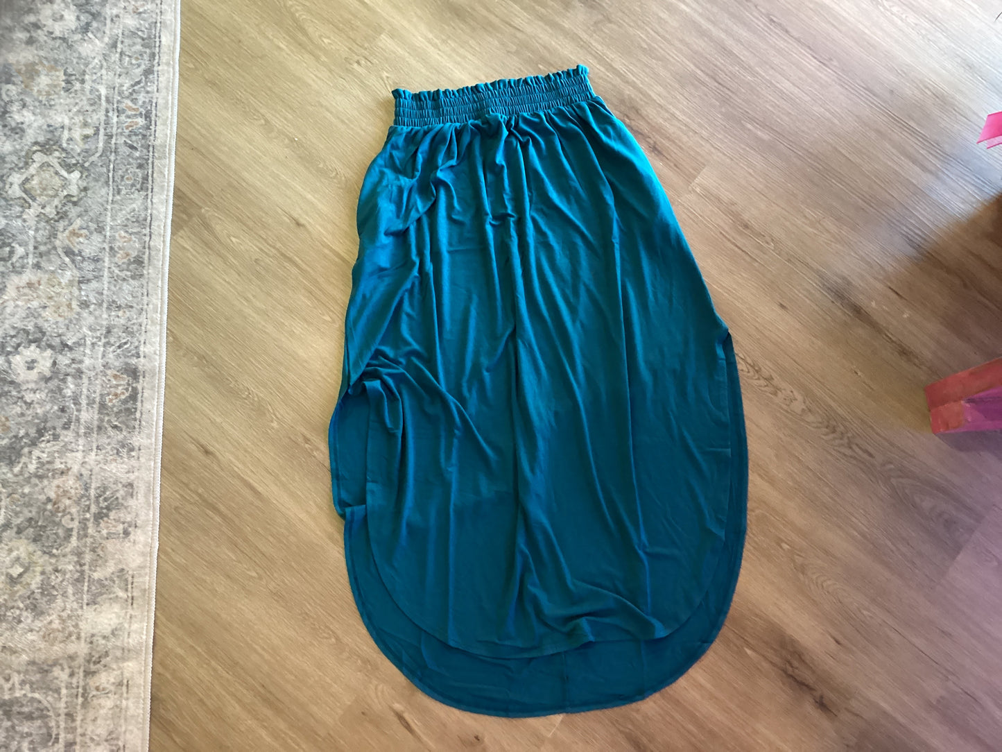 Smocked Waist Side Slit Maxi Skirt