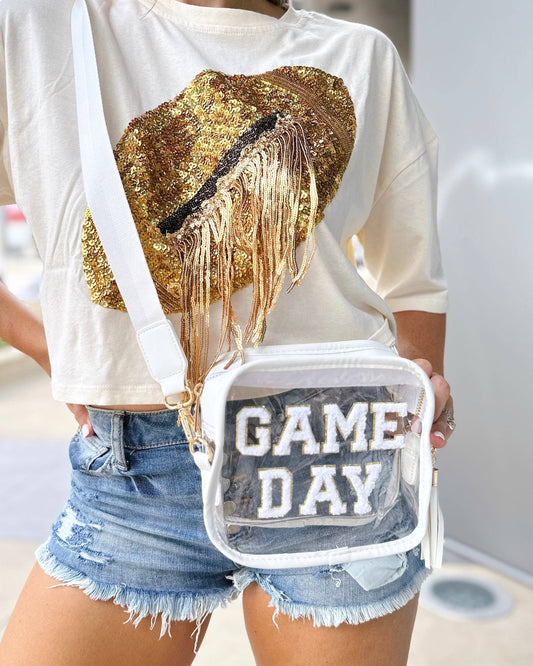 GAME DAY Chenille-Patch Clear Purse