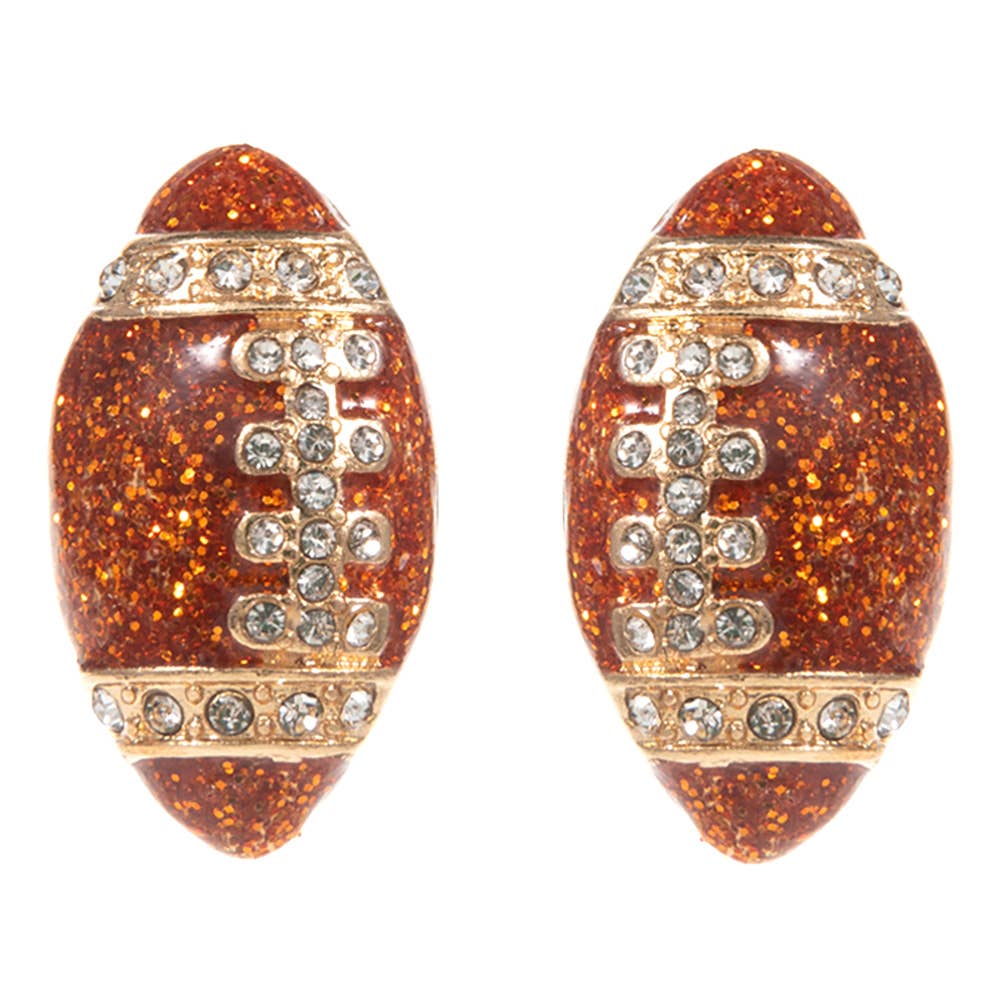 Glitter Enamel Football Stud Earrings
