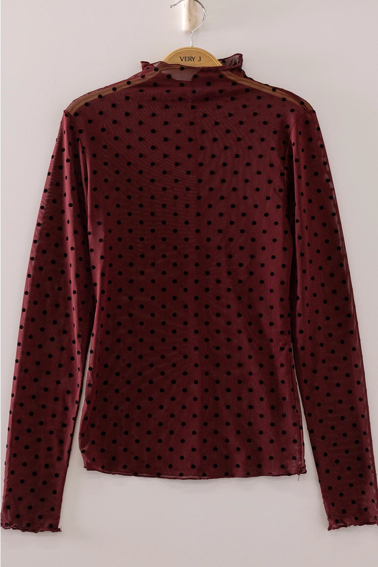 Mock Neck Mesh Long Sleeve