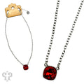 Pink Panache Austrian Square Crystal Chain Necklace, 12mm RED SILVER