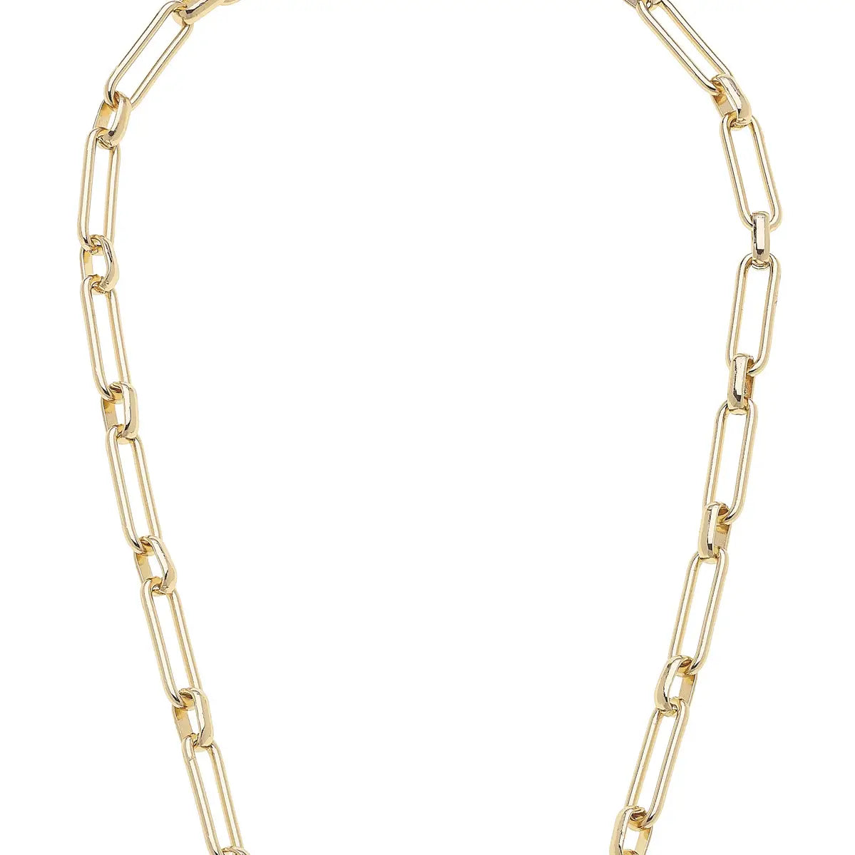 Allana Paper Clip Chain Toggle Necklace in Shiny Gold