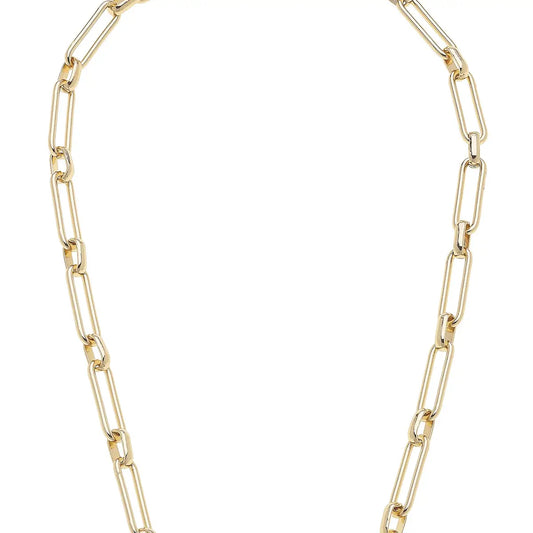 Allana Paper Clip Chain Toggle Necklace in Shiny Gold