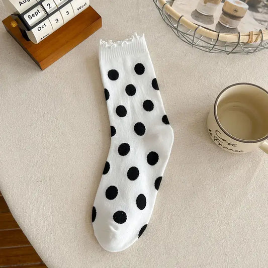 Lace Polka Dot Mid-Tube Socks