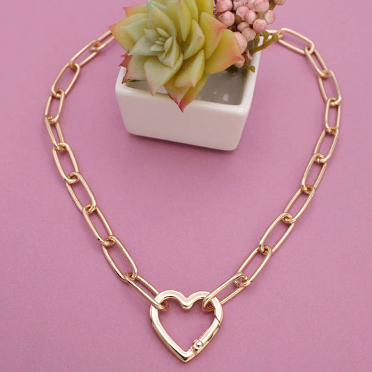 Locks of Love Gold Chain Heart Necklace