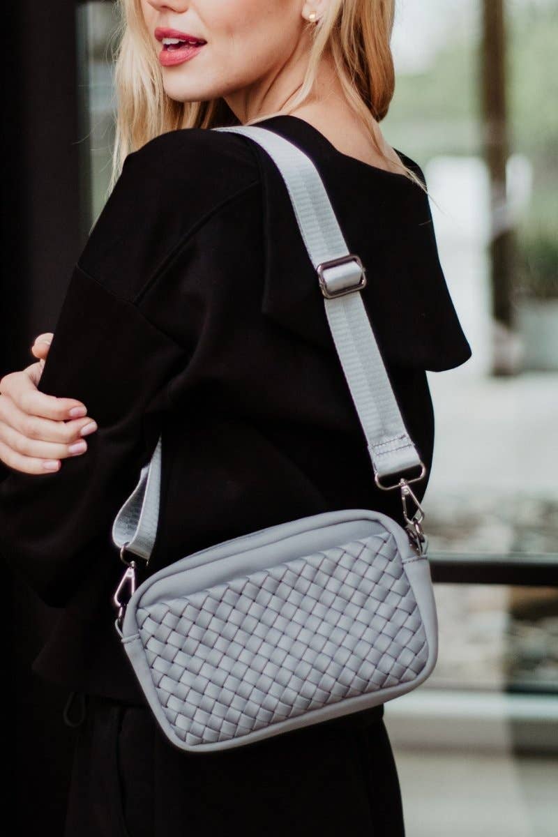 Gray Small Woven Crossbody Bag