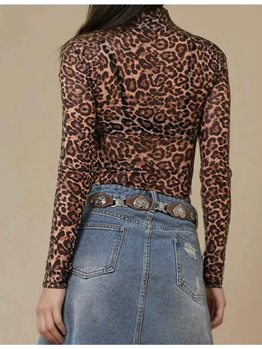 Leopard Soft Mesh Layering Blouse