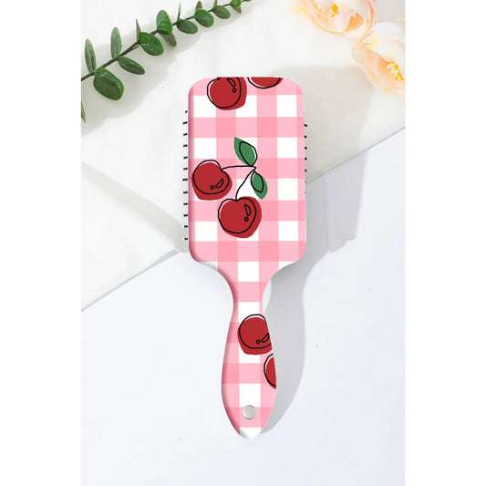 Checkered Cherry Print Hair Brush