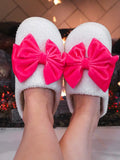 Cozy Hot Pink Bow Slippers