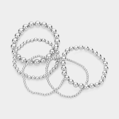 5PCS - Metal Ball Beaded Stretch Bracelets