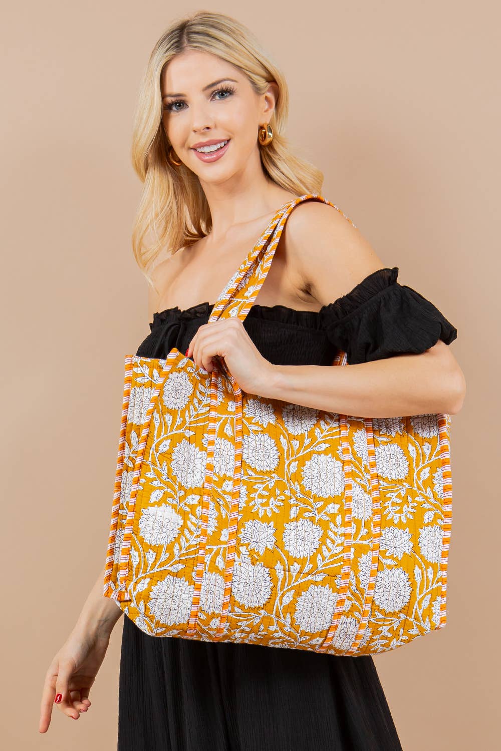 Quilted Tote Bag YELLOW