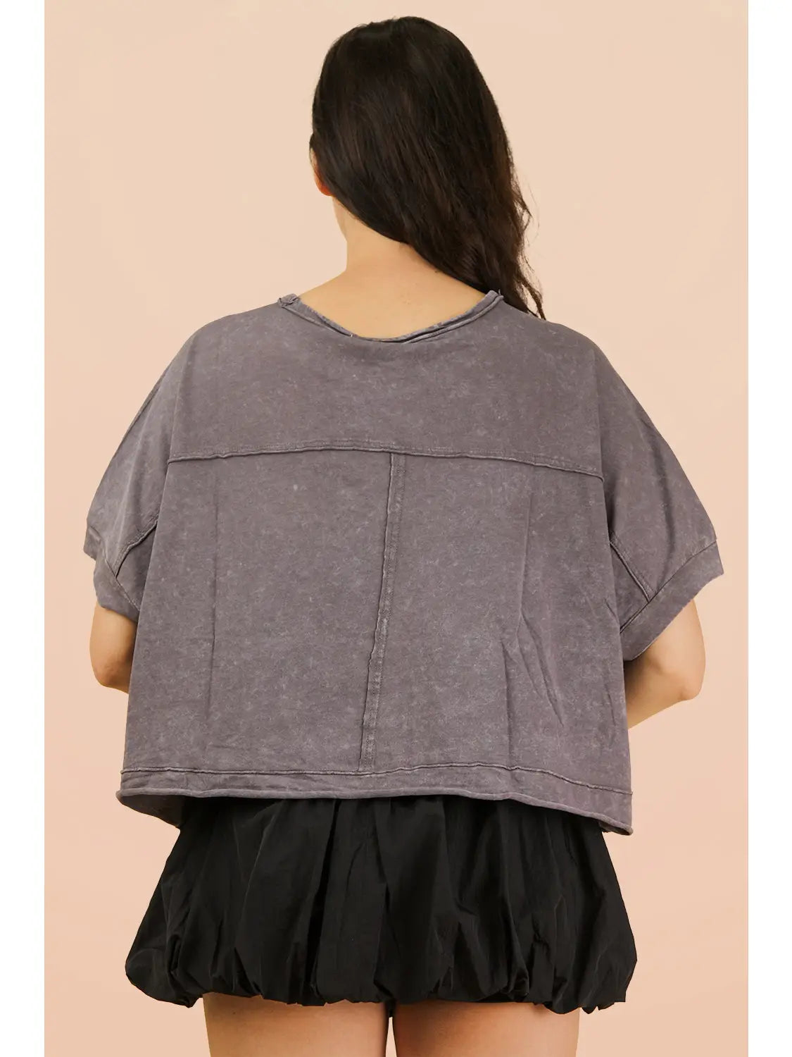 Mineral Washed Oversized Crop Comfy Knit Top