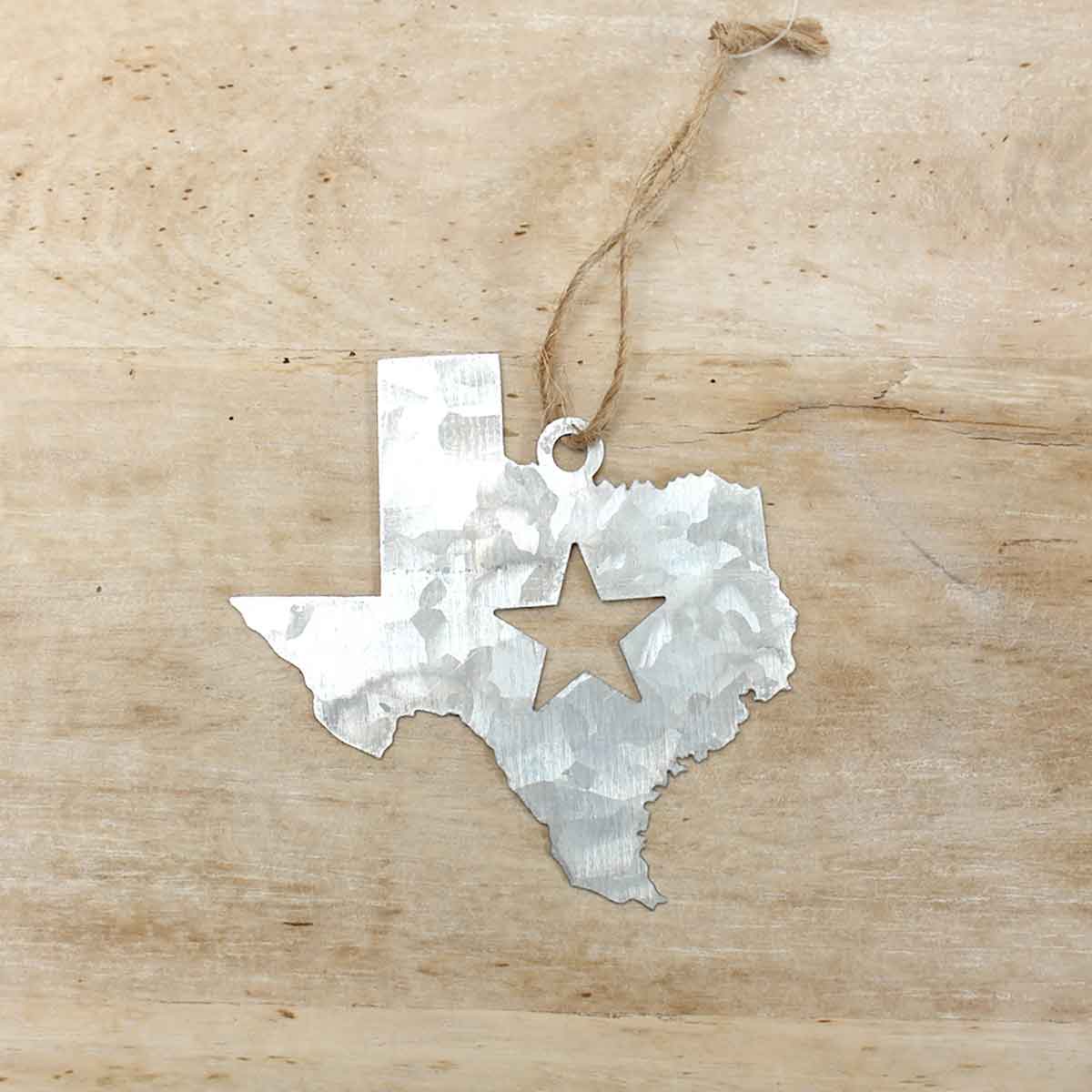 Galvanized Texas Ornament Silver