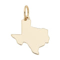 Texas Shaped State Charm in Shiny Gold