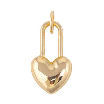 Heart Padlock Shiny Gold Charm