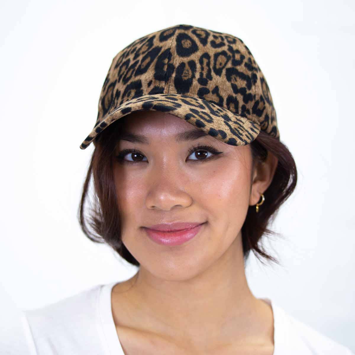 Leopard Baseball Hat   Brown/Black  One Size