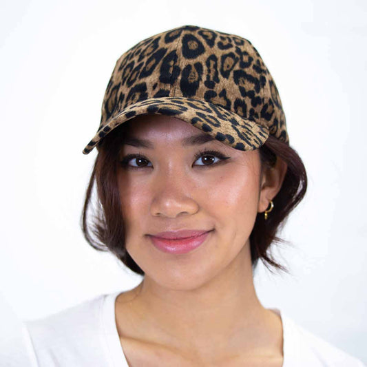 Leopard Baseball Hat   Brown/Black  One Size