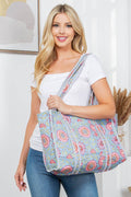 Floral Quilted Tote Bag