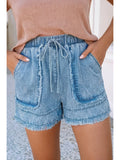 Frayed Edge Casual Denim Shorts