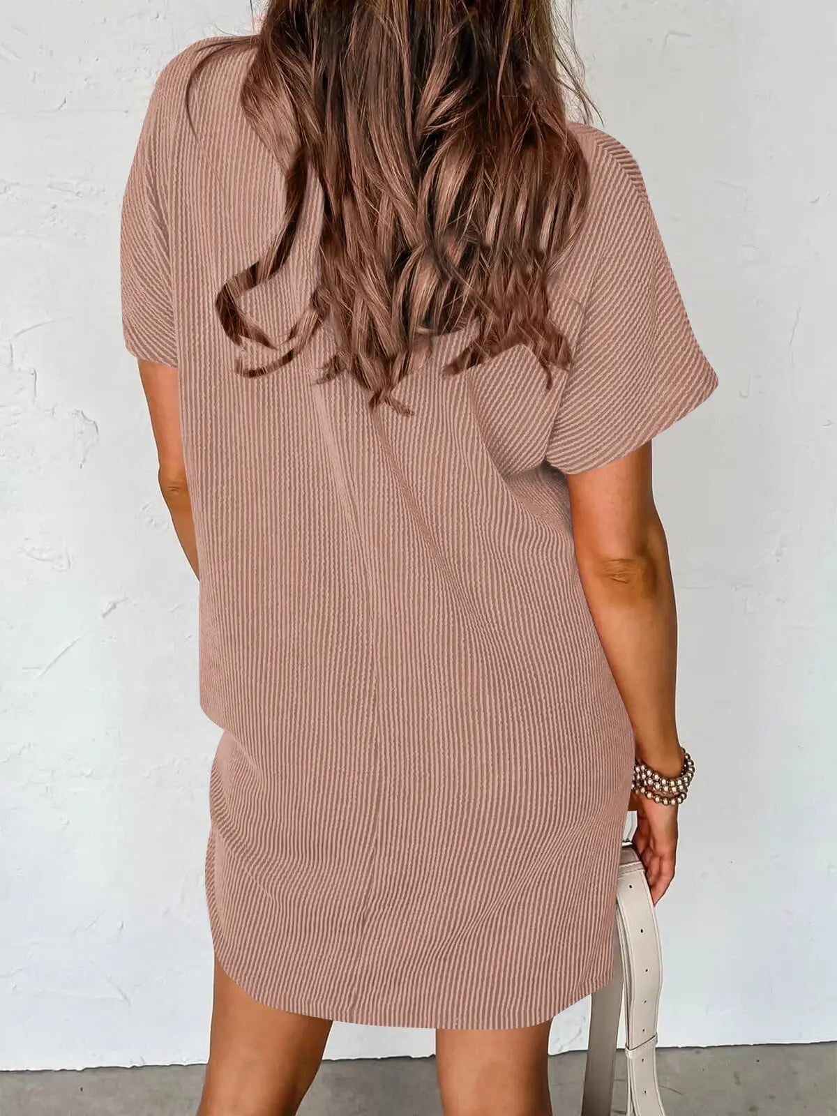 Casual Ribbed T-Shirt Short-Sleeved Dress