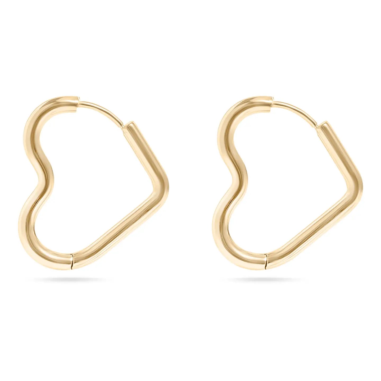 18K Gold Pvd Heart Hoop Earrings