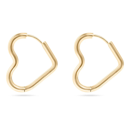 18K Gold Pvd Heart Hoop Earrings