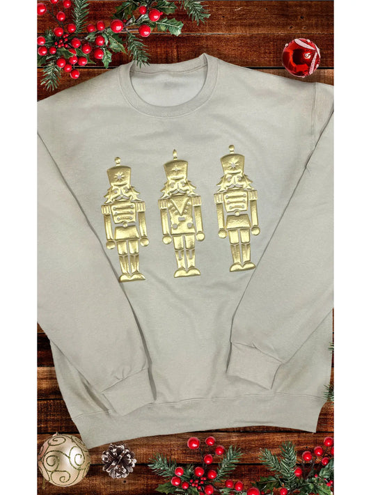 Nutcracker Metallic Puff Sandstone Sweatshirt