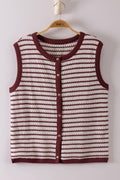 Stripe Knit Button Down Top