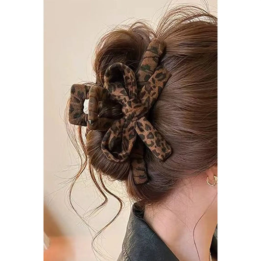 Vintage Leopard Cloth Hair Claw Clip