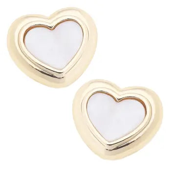 Eliana Heart Stud Earrings in Mother of Pearl