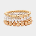 5PCS - Metal Ball Beaded Stretch Bracelets
