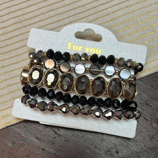 Black 5 Stack Bracelet Set