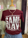 Game Day Maroon Checker Tee