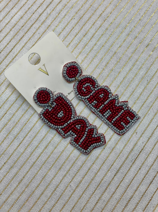 Game Day Earrings - Maroon & Grey