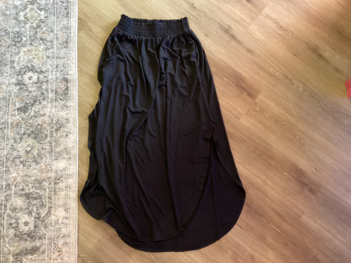 Smocked Waist Side Slit Maxi Skirt