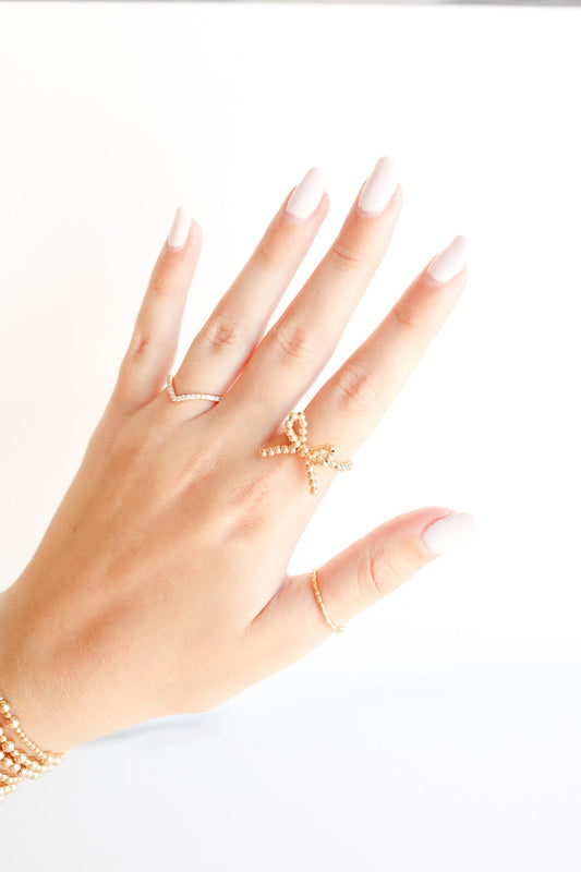 Beaded Blondes Gold Bow Ring