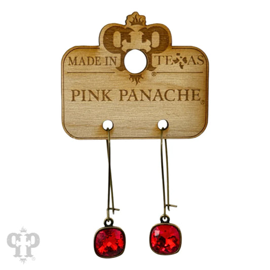 Pink Panache Square Austrian Crystal Earring 10MM