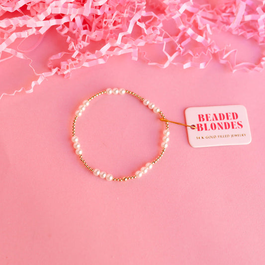 Beaded Blondes ILY Pearl Bracelet