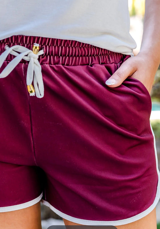 True Maroon Drawstring Everyday Shorts