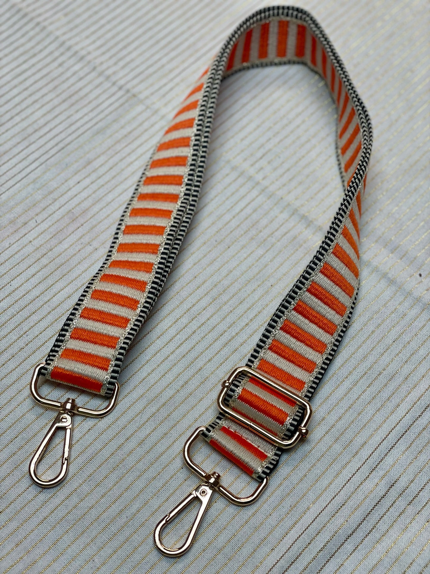 Gameday Orange & White Striped Purse Strap